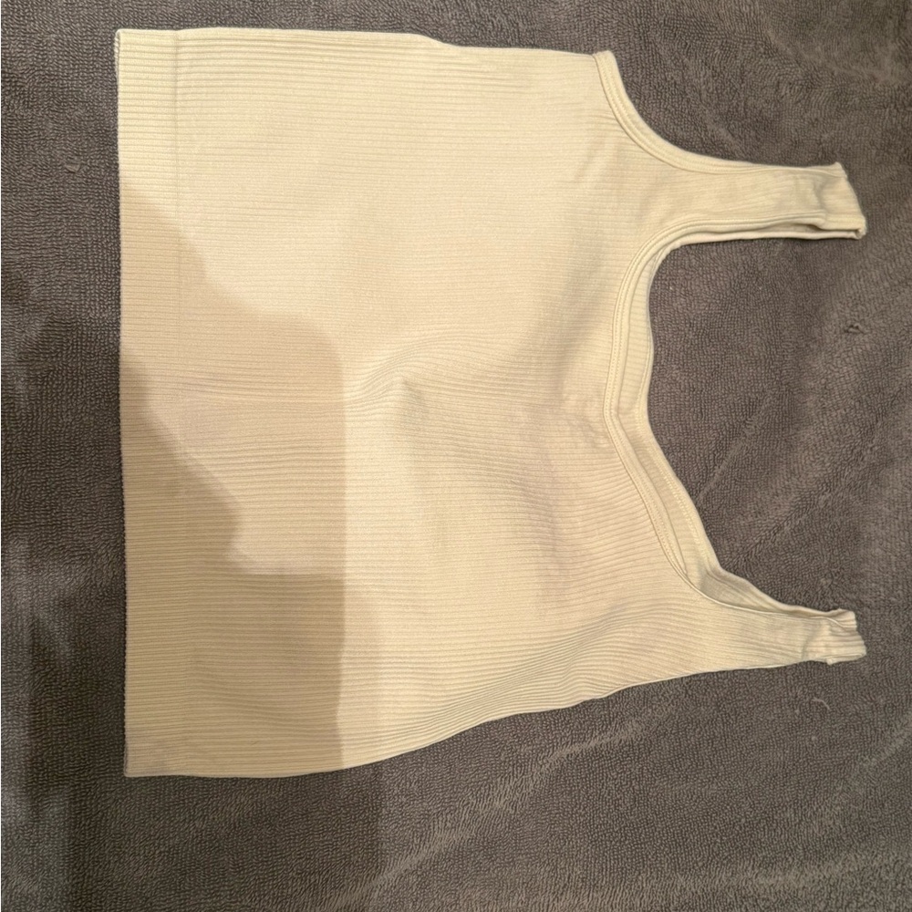 Cream Ribbed Tank Top